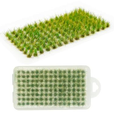 Imagem de Woohome 120 peças de tufos espessos de grama estática tufo de grama modelo tufo de grama para decoração de paisagem de trem em miniatura DIY paisagem terreno cenário ferroviário, verde
