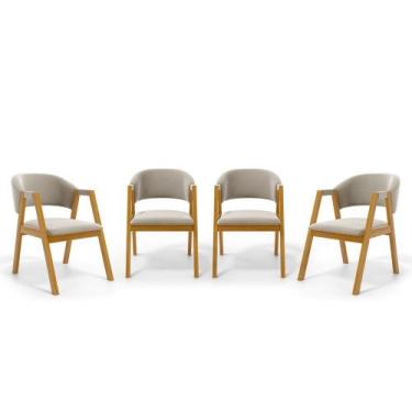 Imagem de Kit Com 4 Cadeiras Leticia Madeira Maciça Estofada Para Mesa De jantar
