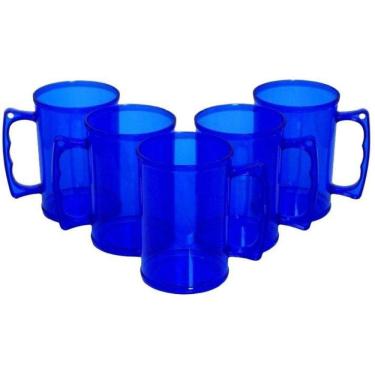 Imagem de Kit 5 Canecas De Acrílico Azul 300Ml Sem Personalização