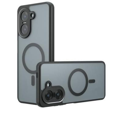 Imagem de Kukoufey Capa compatível com OnePlus Nord CE 5 5G, compatível com MagSafe, compatível com OnePlus Ace 5 Racing PLF110 Capa de celular magnética integrada antichoque preta