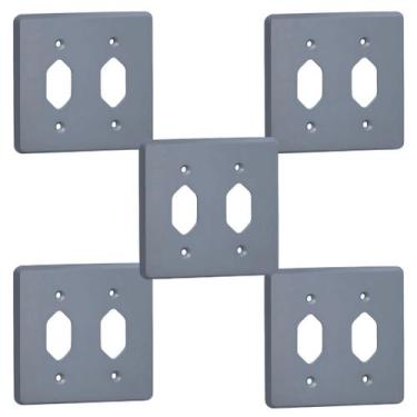 Imagem de Kit 5 Placa 4x4 Cinza Pial 54391 2 Tomadas Pb Silentoque