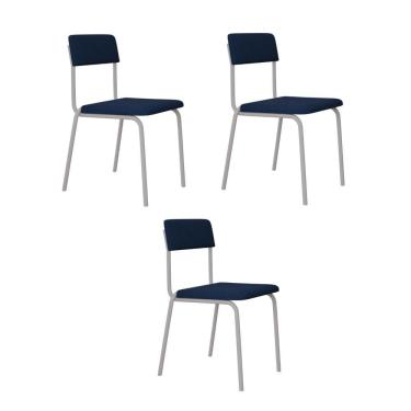 Imagem de Cadeira Fit Fixa C/4 Pes 475 X 505 X 810 Mm C/3 Un Pés Brancos. Azul Celeste Azul Celeste