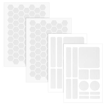 Imagem de lasuroa 4 Fita Adesiva para Telemóvel, Textura de Diamante Antiderrapante Autocolantes Telemóvel com Formato Quadrado Redondo Hexagonal para Câmara Copo Rato Computador Portátil (Transparente)