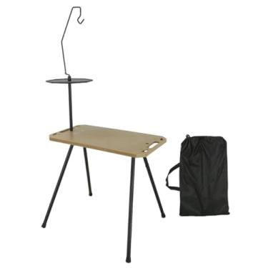Imagem de Baoblaze Mesa dobrável portátil para áreas externas com pernas removíveis para barraca de mercado, versátil com bolsa de armazenamento e suporte para lanterna, Marrom