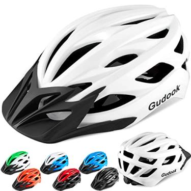 Imagem de Gudook Capacetes de bicicleta para homens – Capacete de bicicleta feminino adulto – Capacete de ciclismo leve e ajustável com viseira removível para ciclistas de estrada de montanha