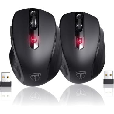 Imagem de HOTWEEMS Mouse sem fio, mouse para computador D-09, mouse sem fio USB para laptop, Ergo Grips, Lightspeed 5 níveis 2400 DPI, bateria de 16 meses, portátil para PC, Mac, Chromebook (pacote com 2)