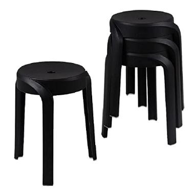Imagem de MITLOXX Banco de plástico moderno de 45 cm de altura (conjunto de 4), cadeira redonda empilhável, design exclusivo, assento flexível para casa, escritório, sala de aula, chuveiro, etc. Impermeável