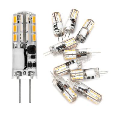 Imagem de SCHERARX Lâmpadas LED G4 de 10 peças, lâmpadas de paisagem de luz branca quente 3000K base de dois pinos JC 1,5W CA/CC 12V, lâmpadas de substituição de halogênio T3 10W-20W, não reguláveis