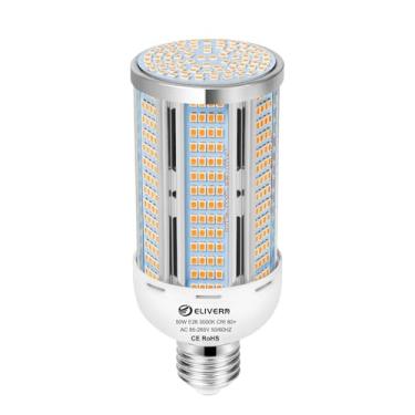 Imagem de Lâmpada LED de milho de 50 W 6000 lúmens, super brilhante, 3000K, branco quente, base E26/E27, lâmpada LED para casa, garagem, quintal, escritório, casa