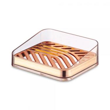 Imagem de Saboneteira Para Sabonete Metalizado Slim Banheiro - Uz, Rose