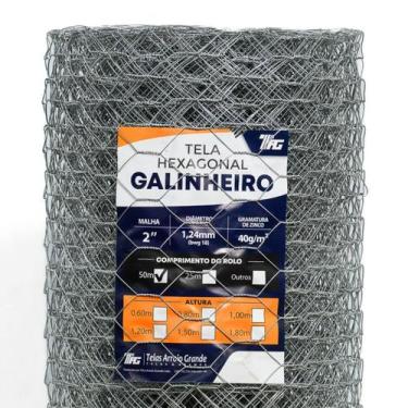 Imagem de TELA HEXAGONAL GALINHEIRO TAG MALHA 2" FIO BWG 18 (1,24mm) RL 50X1,5m 
