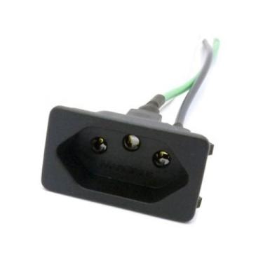 Imagem de 92 Tomada Femea Embutir 3 Pinos 10a Preto Painel Com Rabicho 150mm - M