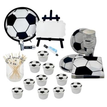 Imagem de Kit Mimo Tema Futebol: Lembrancinha Infantil Decoração de Mesa e Festa Esportiva DIY Aniversário Gincana Evento Escolar (Kit Golaço: 1 Bola Led 1 Placa 20 Picks 10 Caixa 8 Copo 8 Prato 20 Guardanapo)