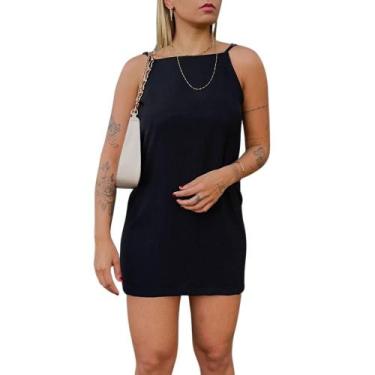 Imagem de Vestido Crepe Costa Aberta Alcinha Ajustável - Bliss, Preto, M