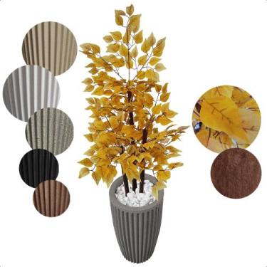 Imagem de Ficus Amarelo Planta Artificial com Vaso Decoração - Flor de Mentirinh