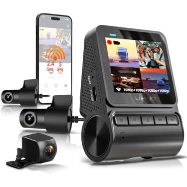 Imagem de UZIVO Câmera veicular quad-channel – cobertura frontal, traseira, cabine e exterior de 1080p | Wi-Fi | GPS opcional | LCD de 2 polegadas | Grande angular de 170° | Vigilância de estacionamento 24