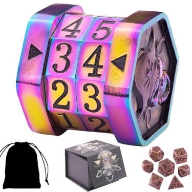 Imagem de MTG Life Counter Wheel Metal MTG Counter Dice Tracker, Mini Dice Set, Gift Box Packaging Suitable for Cards, Board Games Compatible with MTGs, DND Game Accessories(Colorful_Black)