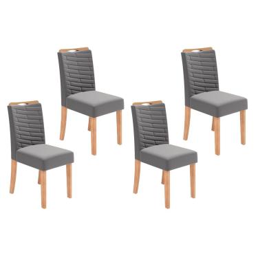 Imagem de Kit 4 Cadeiras Sala Jantar Julia 4 un Cedro/Suede Lunar - DJ Móveis