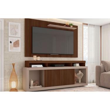 Imagem de Home p/ TV até 60 Pol New Oscar c/ Rodízios 180x174cm Fendi/Havana - Caemmun