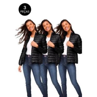 Imagem de Kit 3 Jaquetas Puffer WA Feminina Bobojaco com Bolsos e Capuz Removível-Feminino