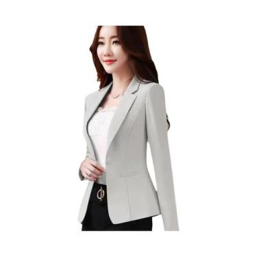 Imagem de Blazer Feminino Slim Fit Chiffon - Manga Comprida, Cor Doce, Botão Úni