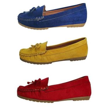 Imagem de Kit Sapatilha Mocassim Costurado A Mão 3 Pares Moda Pé 1, Vermelho, Am