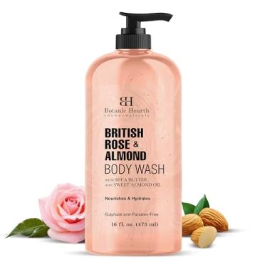 Imagem de Botanic Hearth Sabonete líquido corporal British Rose & Almond | Gel de banho | 40 ml com manteiga de karité | Gel de banho hidratante para pele mais macia e macia | Sem sulfatos e parabenos