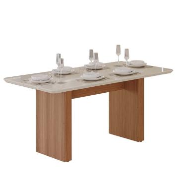 Imagem de Mesa Helena 1,60 100% MDF com Tampo de Vidro Tuboarte