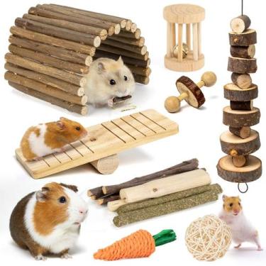 Imagem de Conjunto de brinquedos Sofier Natural Hamster, Cobaia, Coelho, Chinchi