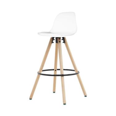 Imagem de Banqueta Saarinen Alta Branca 94cm Assento Estofado Com Base De Madeira