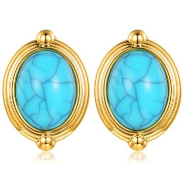 Imagem de Dlknp Brincos vintage de pérola ocidental para mulheres, brincos ovais, turquesa, cowgirl, country, shows, joias, presentes, Medium, Latão, Sem pedra preciosa