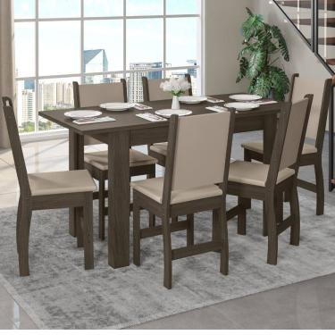 Imagem de Mesa de Jantar Bellagio 6 Lugares com Cadeira Clara Poliman Móveis