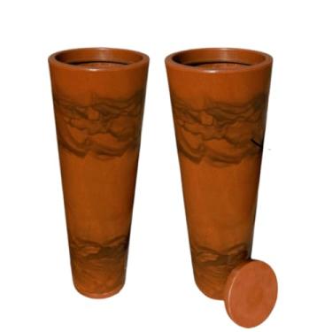 Imagem de Vaso de Planta Decorativo em Polietileno Vasos para Plantas Grandes Coluna Luxo Moderno Casa e Jardim(2,marrom marmorizado)