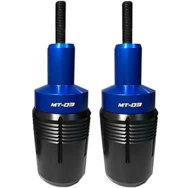 Imagem de Sliders de armação azul para Yamaha MT-03 MT03 (2014-2025) - Protetor de colisão de motocicleta sem corte, proteção antiqueda de motor de alumínio CNC