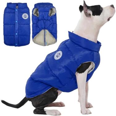 Imagem de Kuoser Colete acolchoado para cães, jaqueta quente para cães, à prova de vento, para clima frio, roupa de neve para animais de estimação, roupas de inverno leves para cães pequenos e médios, design de