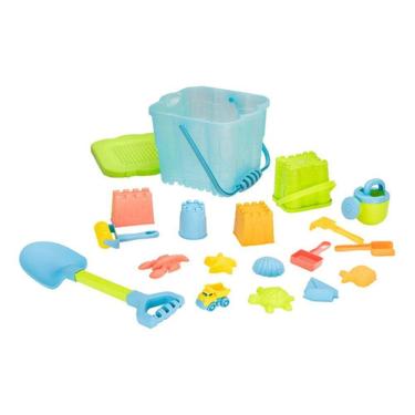 Imagem de Kit Balde De Praia Brinquedo Infantil 19 Pecas Plastico