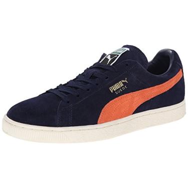 Imagem de Puma - Tênis masculino Suede Classic Plus, Peacoat/Nasturtium/Whisper White, 8.5