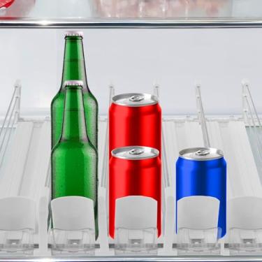 Imagem de Organizador de bebidas para geladeira, dispensador de lata de refrigerante com largura ajustável de trava, 3 fileiras/5 fileiras organizador de latas de refrigerante, organizador de bebidas