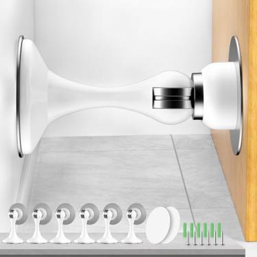 Imagem de Crosize Pacote com 6 batentes magnéticos, trava de porta de aço inoxidável para montagem na parede e no chão, suporte de porta mantém a porta aberta, sem batente de porta de perfuração com fitas