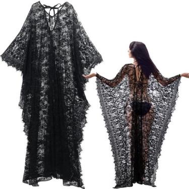 Imagem de Kimono Mepase Boho, vestido de renda, capa de praia, preto