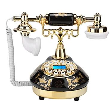 Imagem de RiToEasysports Antigo Telefone retrô Vintage para o Telefone de Decoração Em Casa Com Identificação de Chamadas e Botão de Esfera, Cerâmica do Padrão de Flores Preto