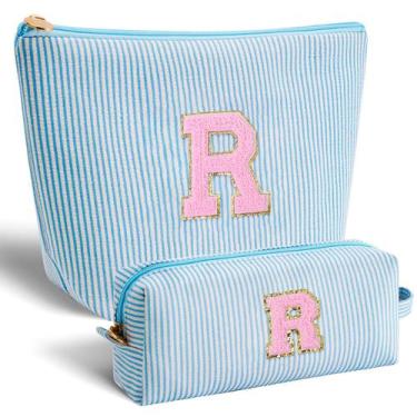 Imagem de Bolsa de cosméticos que combina com azul de aniversário personalizado 