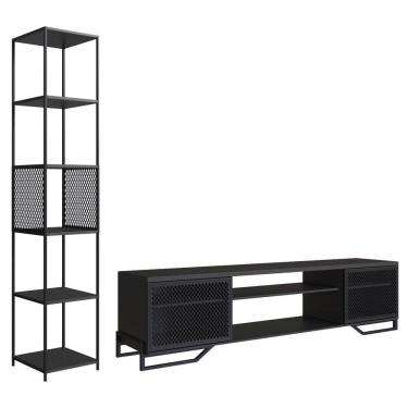 Imagem de Rack 180 Cm 2 PT Estante Prateleira Industrial 27X23 Preto PP