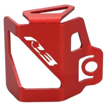 Imagem de BYYINGSUS Tampa do reservatório de fluido do tanque de combustível do freio traseiro da motocicleta acessórios CNC compatíveis com Y&AMAHA YZF R3 2013 2014 2015 2016 2017 2018 (vermelho)