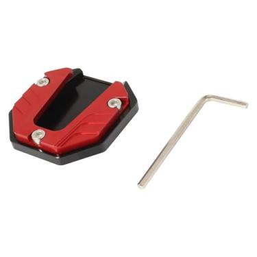 Imagem de BYYINGSUS Extensor universal para scooter para motocicleta, suporte lateral para pé, placa de suporte, base ampliada antiderrapante (titânio) (vermelho)