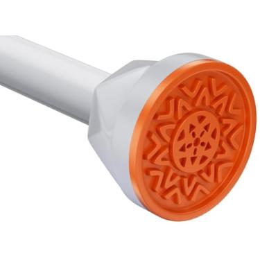 Imagem de Varão de cortina de chuveiro de 81 a 153 cm, sem broca, tensão, nunca enferruja, haste de cortina de chuveiro antiderrapante para janela de banheiro, haste de cortina de tensão ajustável. Branco