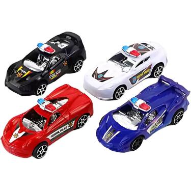 Imagem de Conjunto 4 Carrinhos Policial Miniatura Com Fricção Kit Carrinho de Policia Viaturas