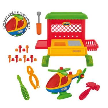Imagem de Big Kit Mãos a Obra Oficina Com Helicóptero C/ Bancada e Acessórios - 