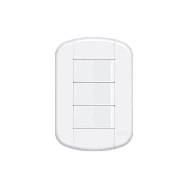 Imagem de Interruptor Simples Triplo Fame Blanc+ Com Placa 4x2 Branco