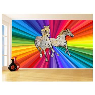 Imagem de Papel De Parede Animais Pop Art Cavalos Cores 3,5M Pxa361